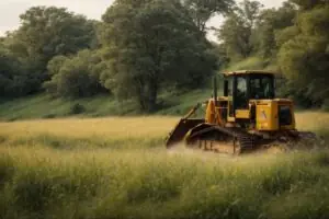 land shrubs and bush clearing with heavy equipment